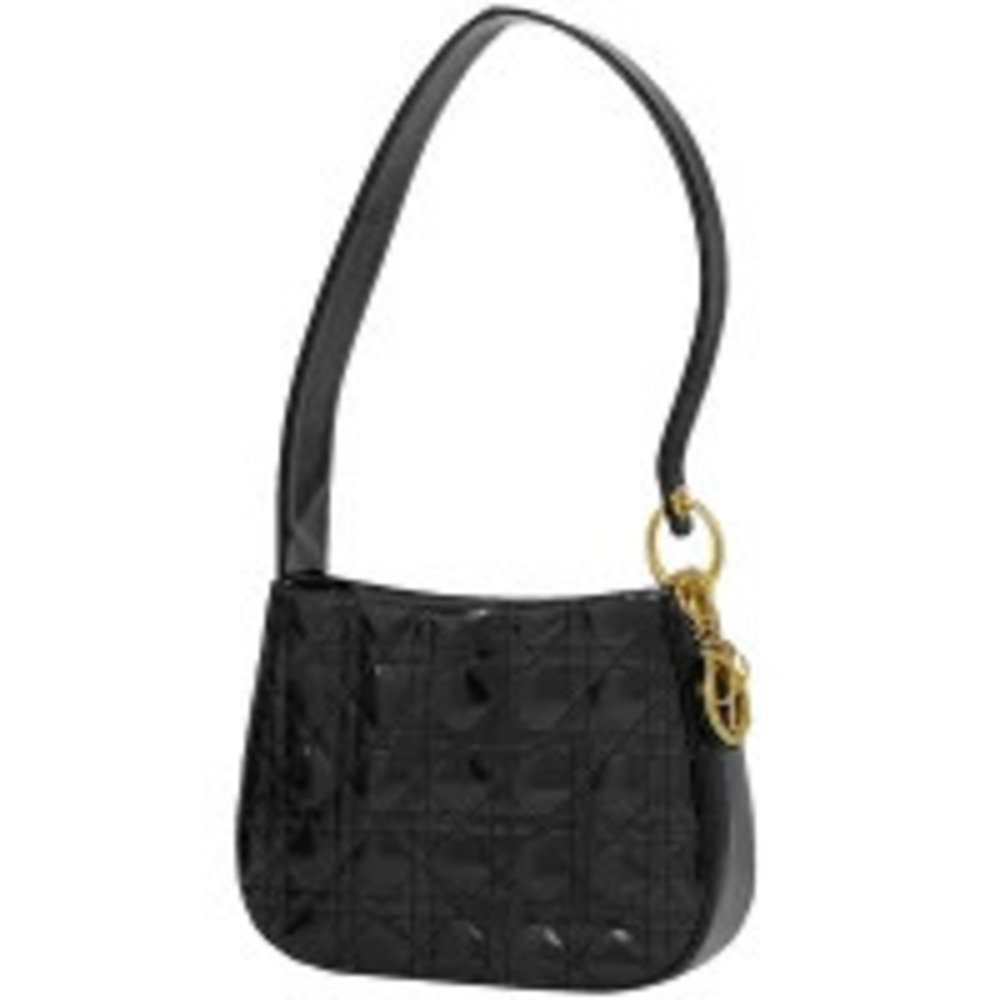 Christian Dior Cannage Shoulder Bag Hobo Leather Black